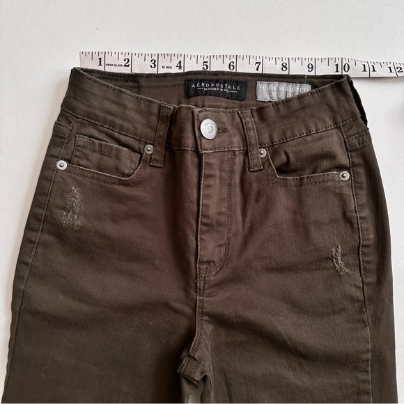 Aeropostale High Waisted Jeggings Forest Green Size 00 - Picture 3 of 5